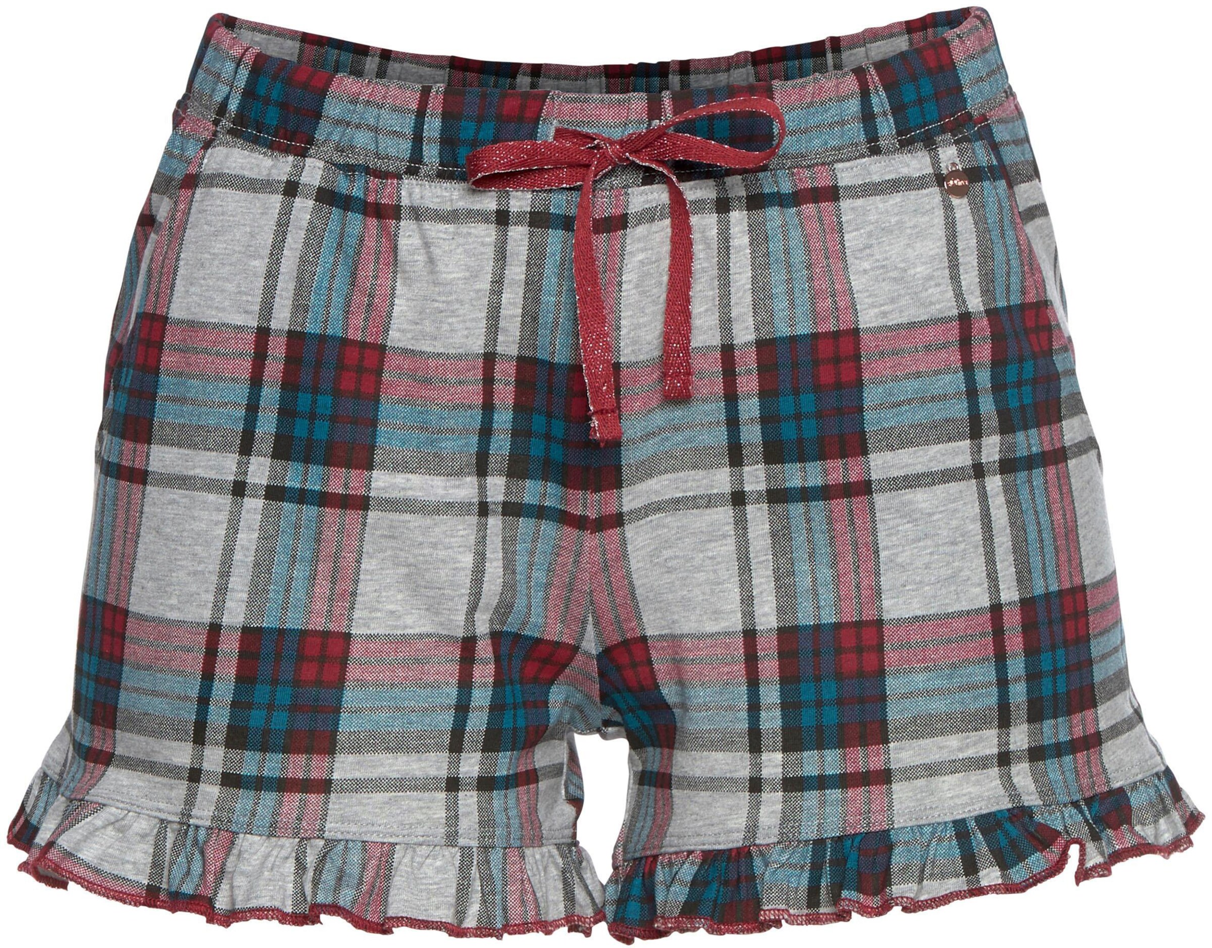 s.Oliver Schlafshorts in bordeaux-weiß-petrol-kariert