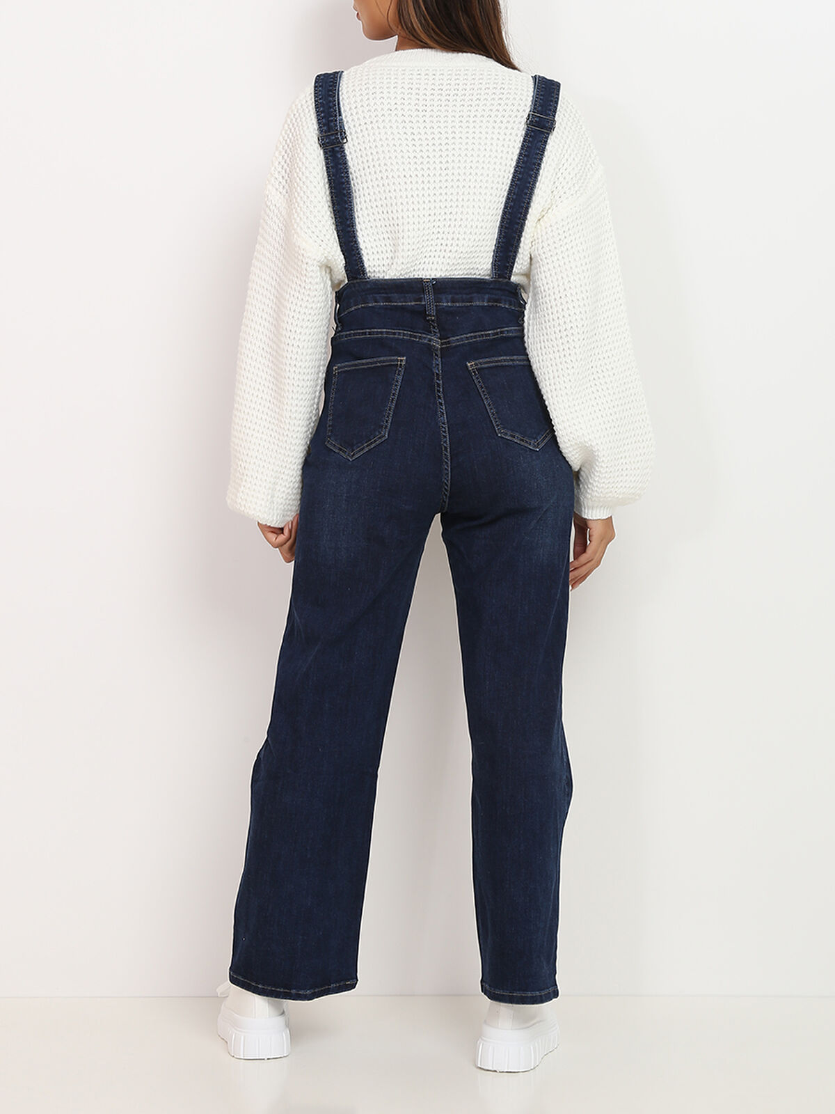 Salopette en jeans wideleg- Bleu