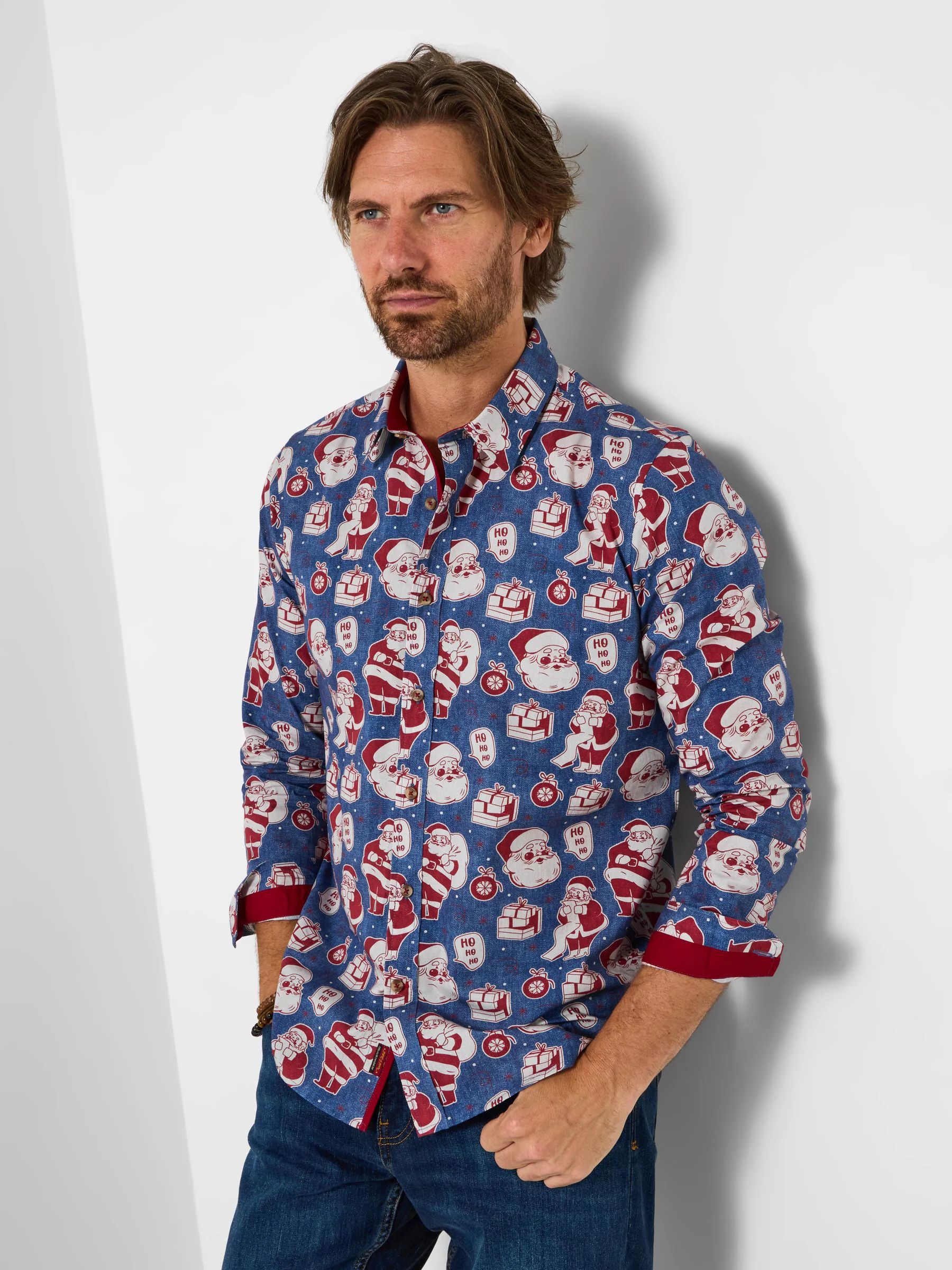 Joe Browns Santa Novelty Printed Long Sleeve Shirt