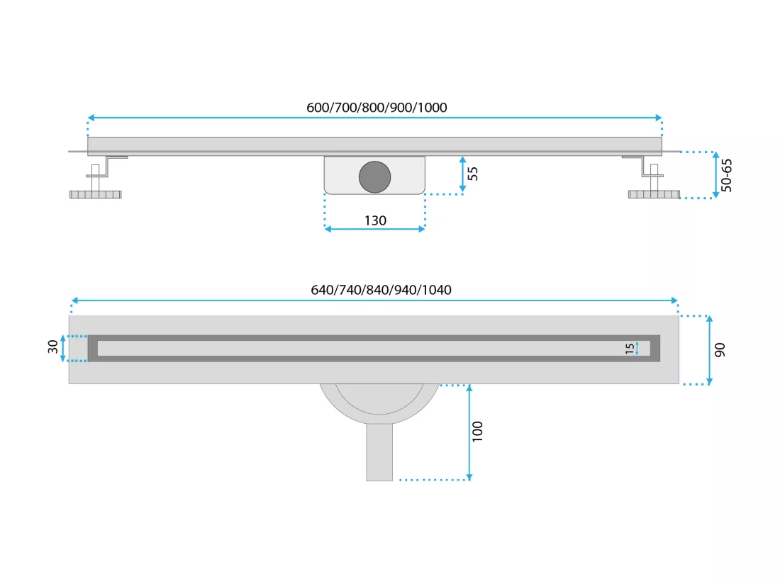 Drain Linéaire Rea Neox Slim Pro 900 Brush Steel