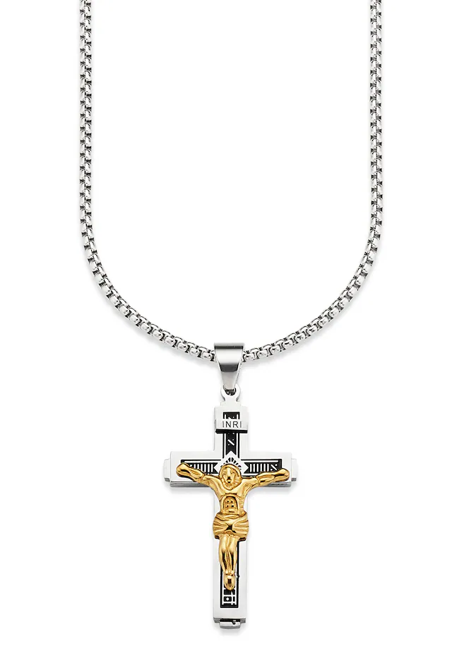 Bruno Banani Kette mit Anhänger »Schmuck Geschenk Halskette Kreuz Venezianerkette Gravur INRI«
