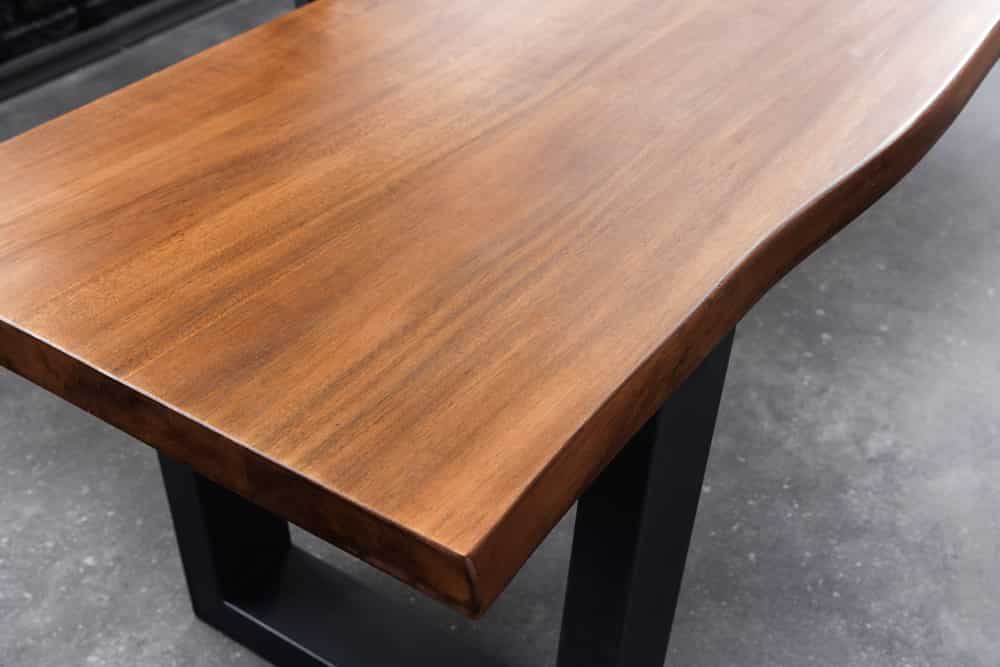 Massive Sitzbank GENESIS 200cm braun Akazienholz mit Rückenlehne Baumkante