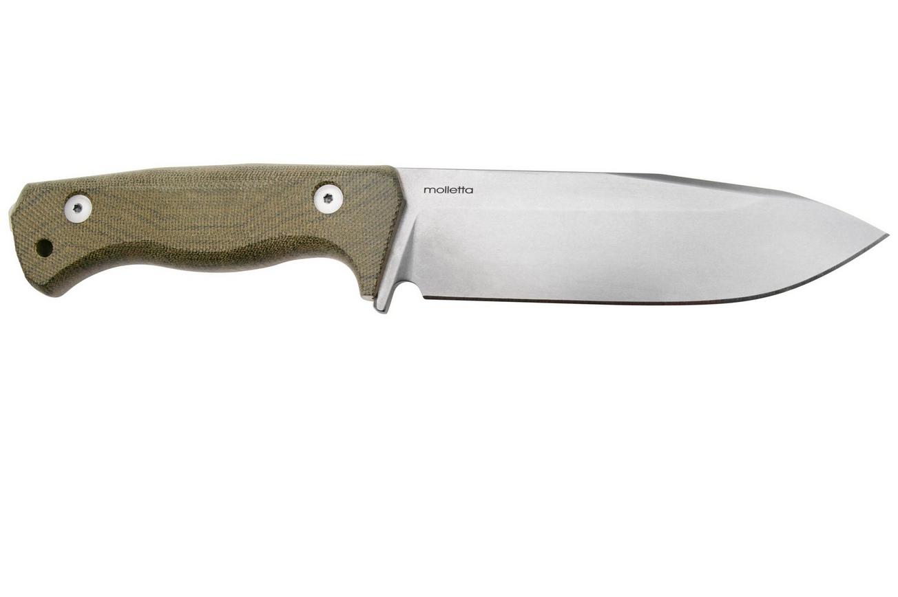 LionSteel T6 Stonewashed, Green Canvas Micarta T6-CVG vaststaand mes
