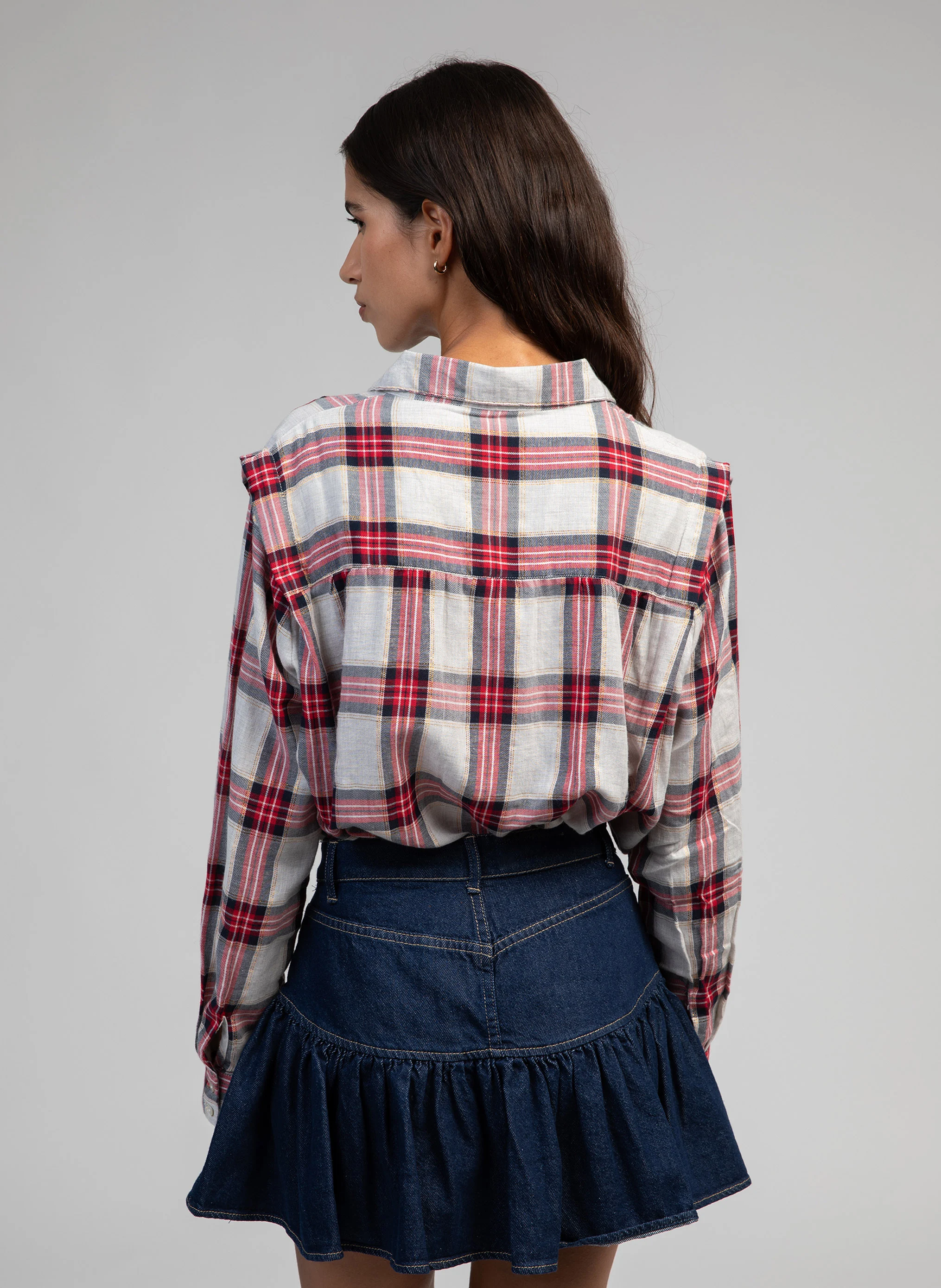 SALOMIA - Chemise droite en coton mélangé imprimé | Rouge