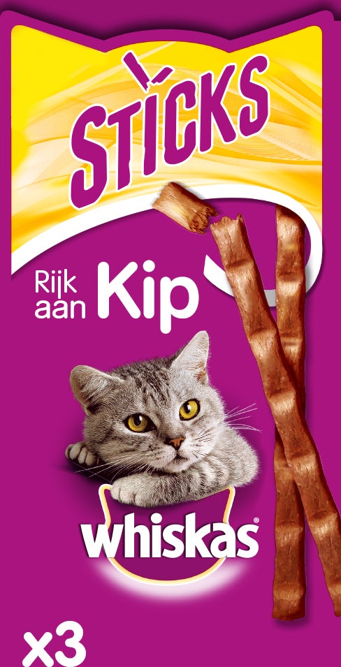 Whiskas kattensnack Sticks kip 18 g 3 stuks