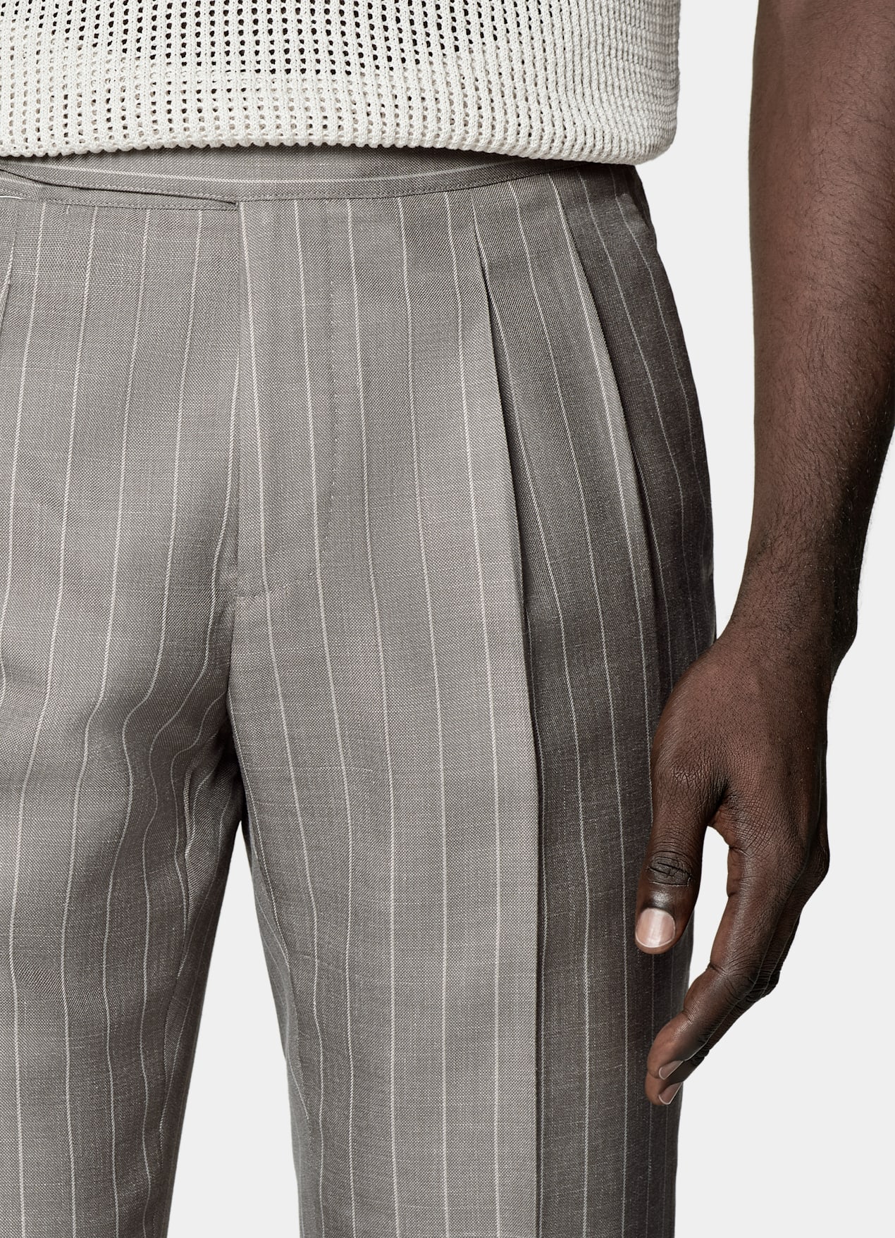 Costume Havana coupe Tailored taupe à rayures