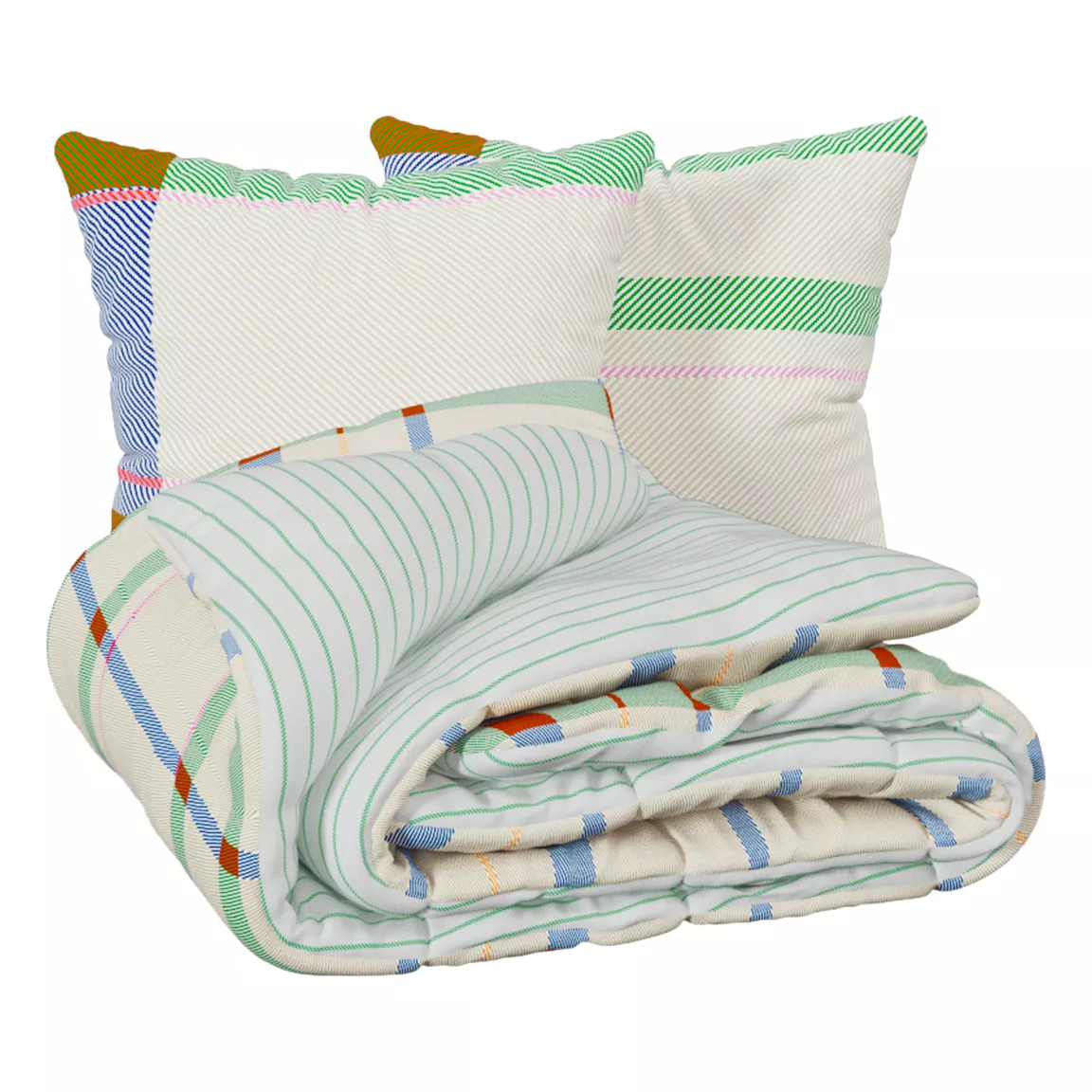 Housse de couette et deux taies coton (240 x 220 cm) Ritchi Multicolore