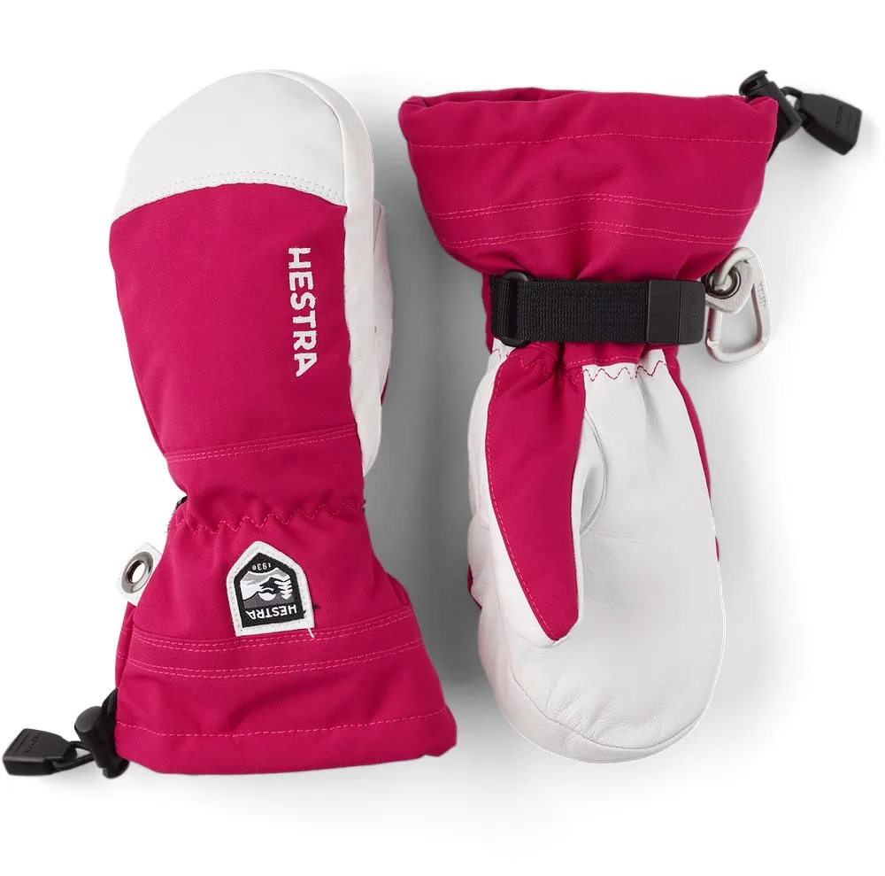 Hestra Juniors' Army Leather Heli Ski Mitt Fuchsia