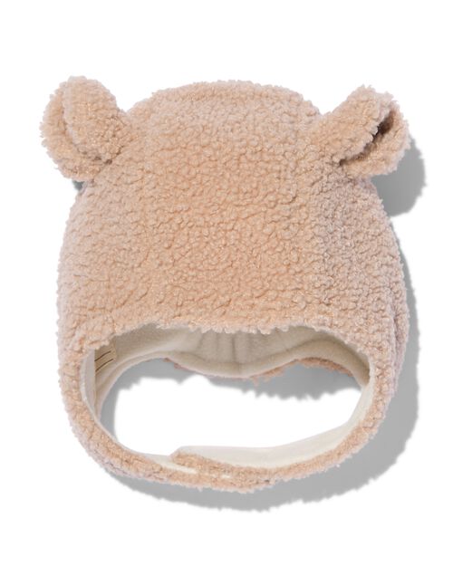 bonnet bébé peluche avec oreilles marron