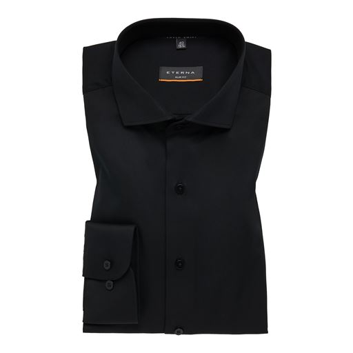 Eterna Langærmet Slim Fit Skjorte, Sort, 41