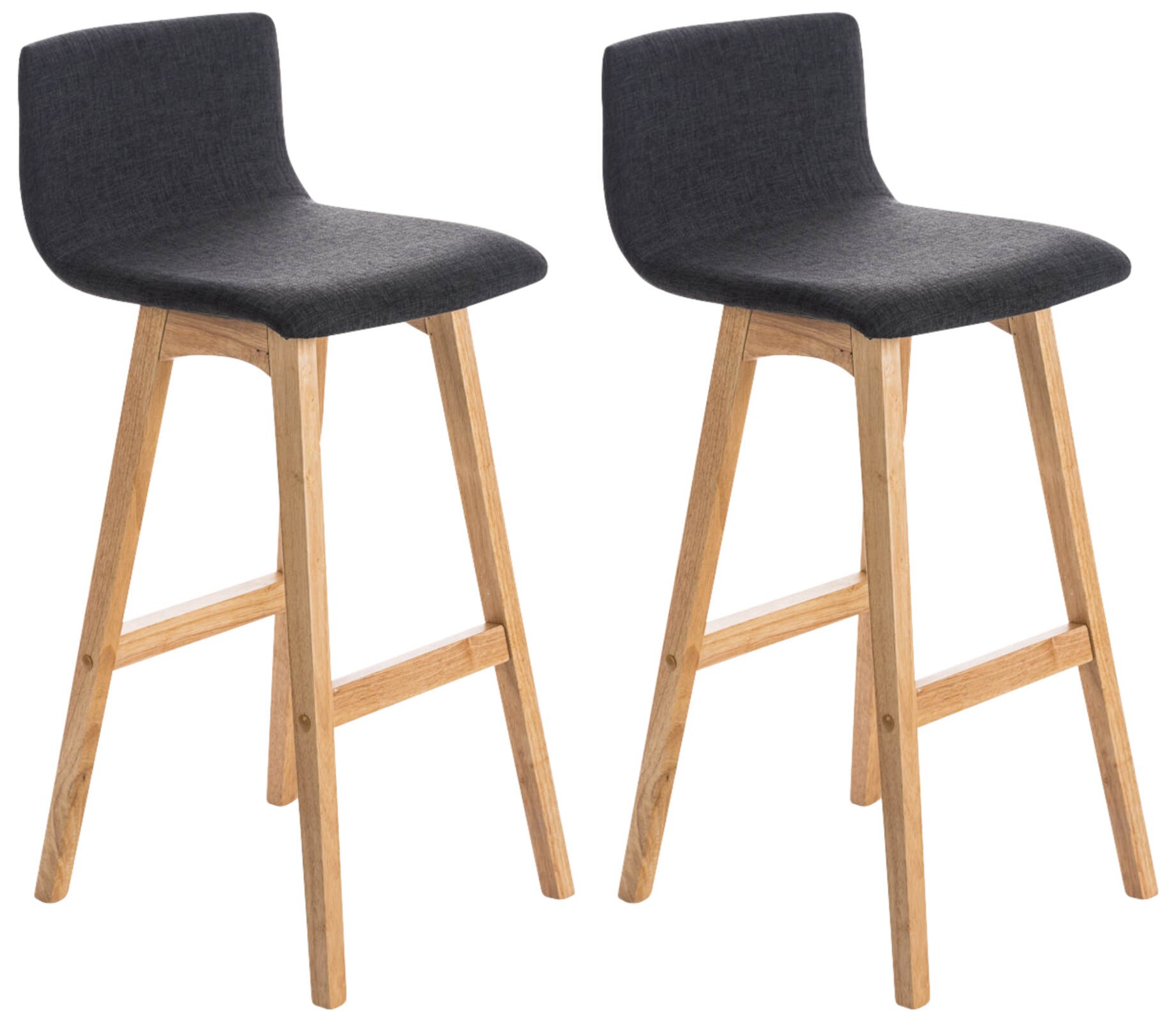 CLP 2er Set Barhocker Taunus mit Stoffbezug I Thekenhocker mit Rückenlehne und Fußstütze