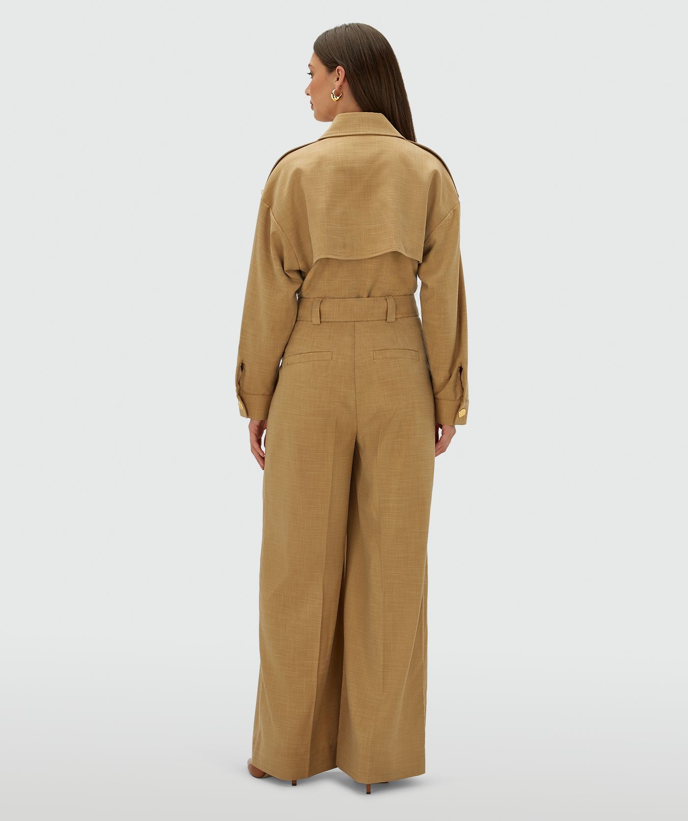 JV-TONE wide leg jumpsuit - light camel melange