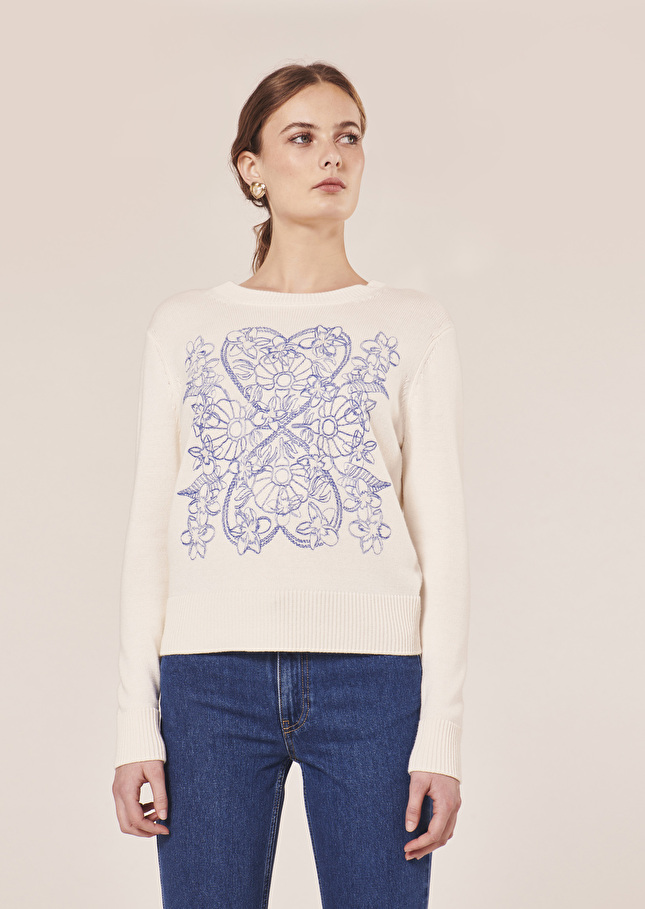 Pull Philaeécru en laine et coton