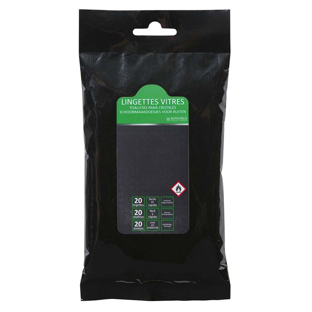 Lingette nettoyante pour vitres auto x20