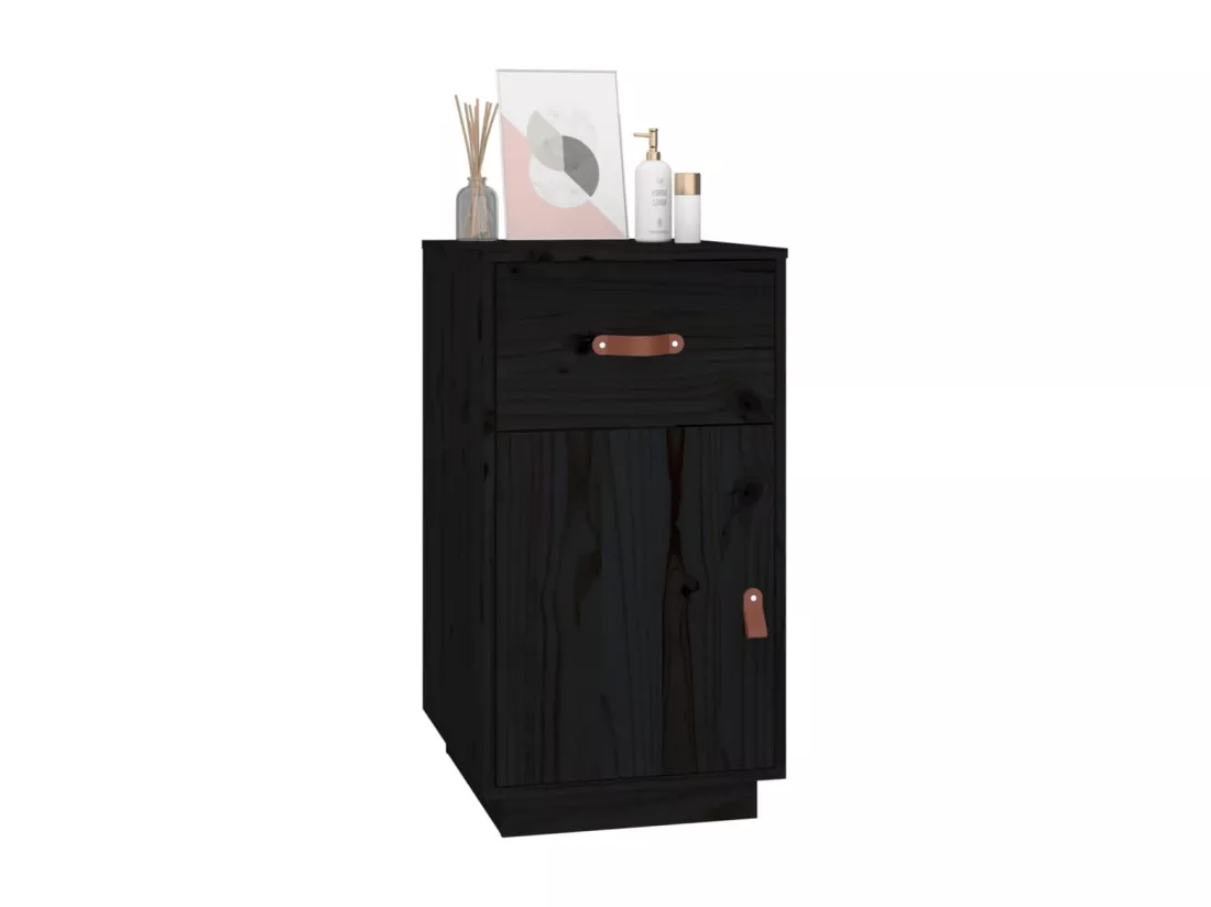 Armoire de bureau Noir 40x50x75 cm Bois massif de pin