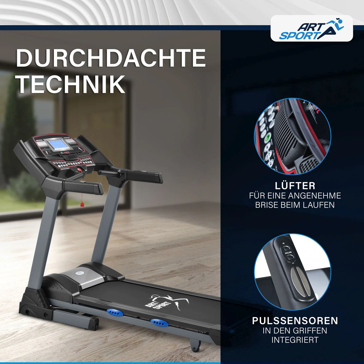 Artsport Laufband Speedrunner 6000 klappbar - 22 km/h & 99 Programme, LCD Display – Heimtrainer