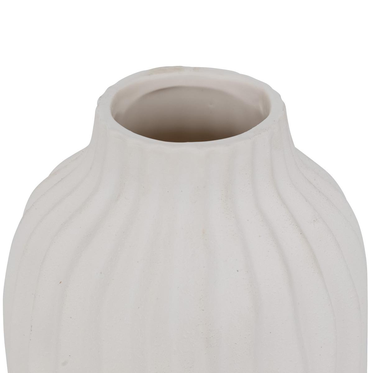 VASE CERAMIQUE STRIE FERNAN BLANC H.22CM