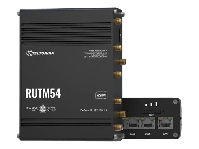 Teltonika RUTM54 - Trådløs router - WWAN 4-port switch - 1GbE, PPP - Wi-Fi 5 - Dual Band - 5G, 4G, 3G - DIN monterbar på skinne, overflademonterbar, væg-monterbar