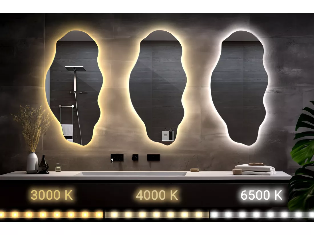 Miroir décoratif mural éclairé par LED Premium pour salle de bain de maquillage 50 cm x 100 cm - Lumière neutre