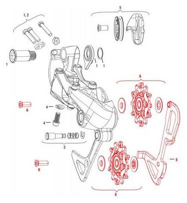 Kit Galets et Chape Longue Interne Sram longue GX 1x11 / FORCE 1 / RIVAL 1 Type 2.1