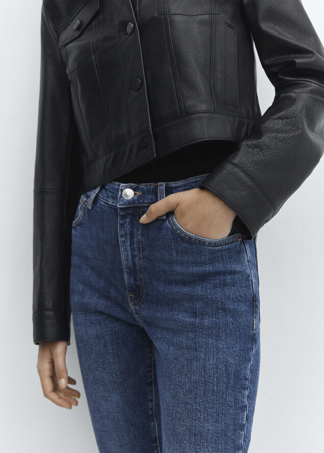 MANGO Slim cropped jeans Open blue