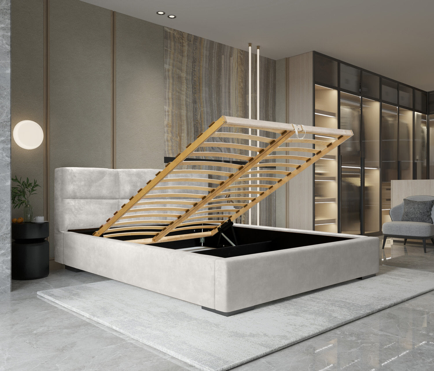 Trae Mobler Porto 160 x 200 cm Gestoffeerd Bed Pearl