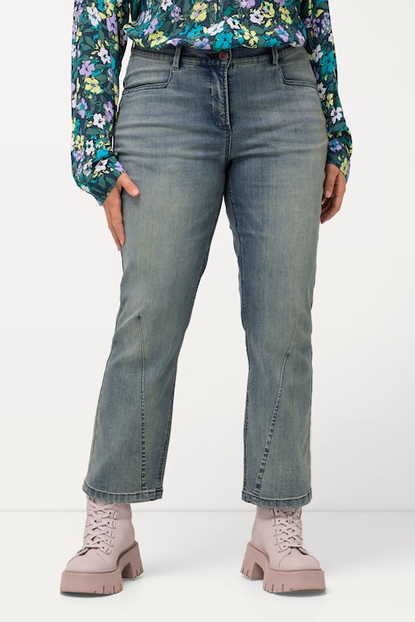 Jeans Mandy, Farbspritzer, Ziernaht, weites Bein