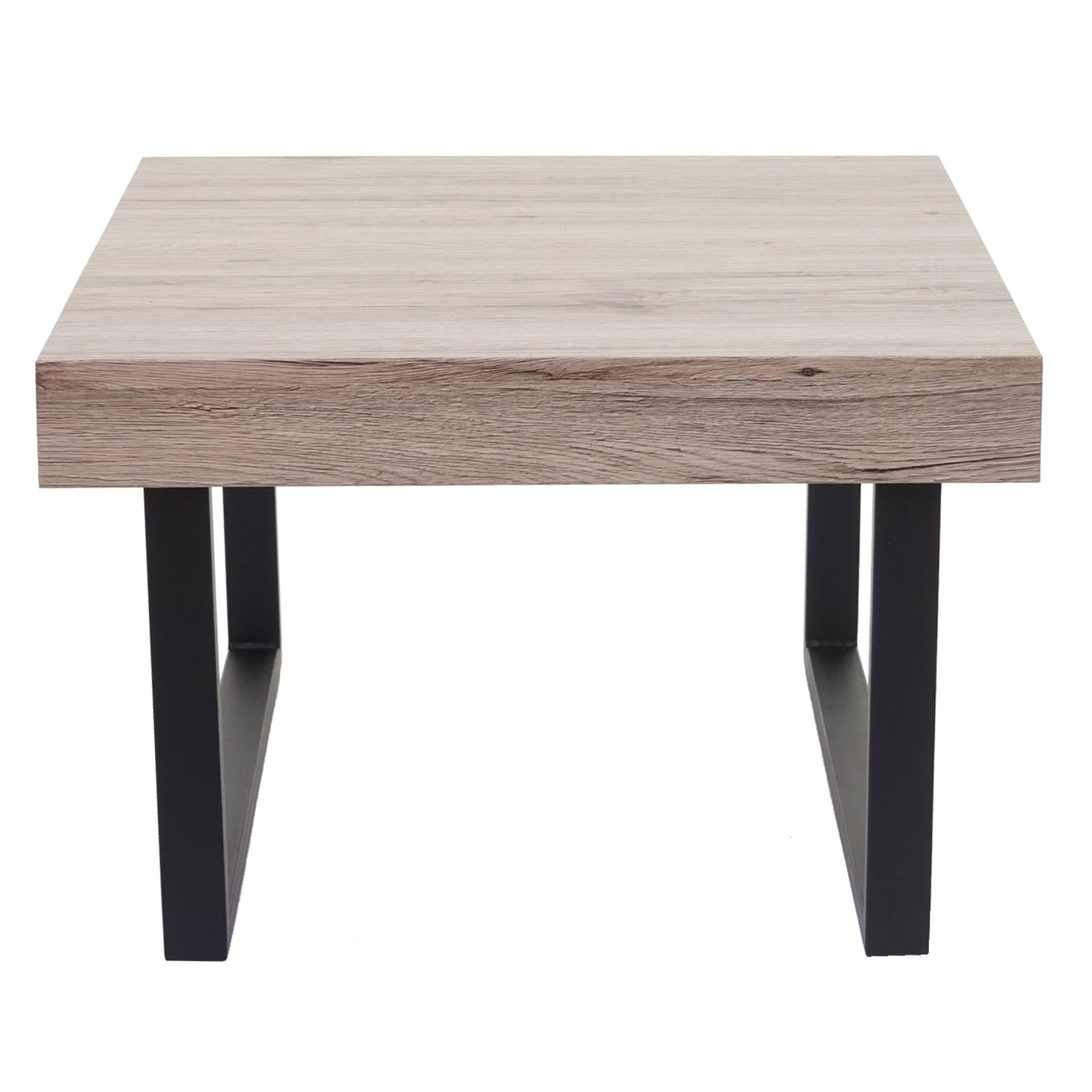 Couchtisch Genk-C88, Kaffeetisch Beistelltisch, 42x60x60cm ~ Eichenoptik, dunkle Metall-Füße