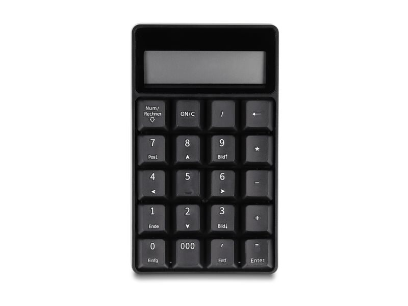 Delock Ziffernblock 2.4 GHz Delock 2 in 1 USB Typ-A Nummernblock mit Taschenrechner Funktion 2.4 GHz kabellos schwarz