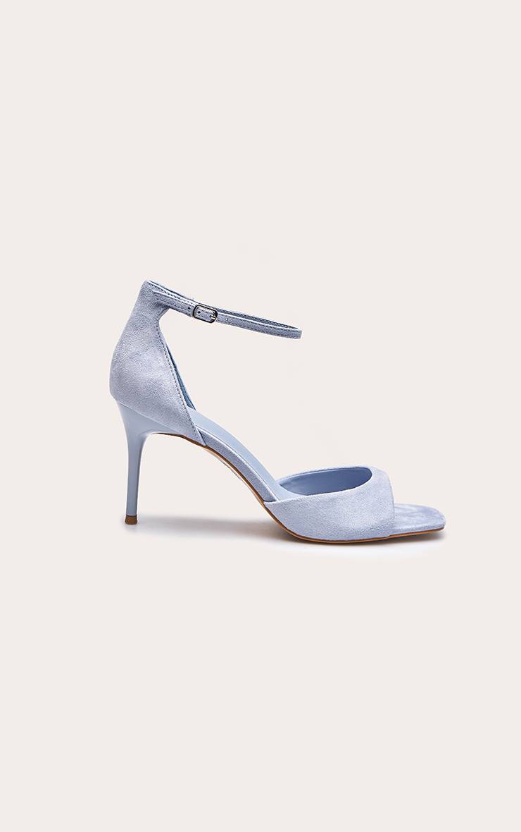 Bleu Layette Sandales À Talons Minimalistes À Bout Carré Imprimé Synthétique