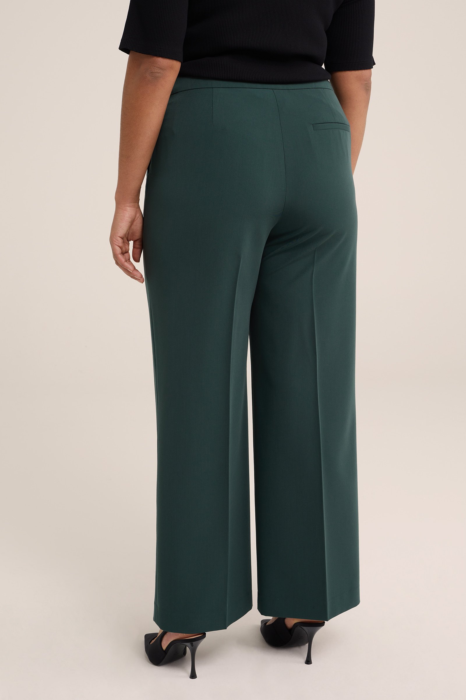 regular fit pantalon - Curve WE Fashion Donkergroen