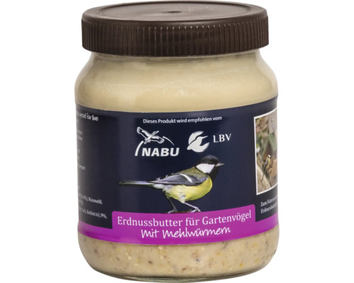 CJ Wildlife pindakaas wildvoer voor tuinvogels met meelwormen, 330 g in een pot, wintervoer voor vogels, jaarrond voer voor vogels, energievoer