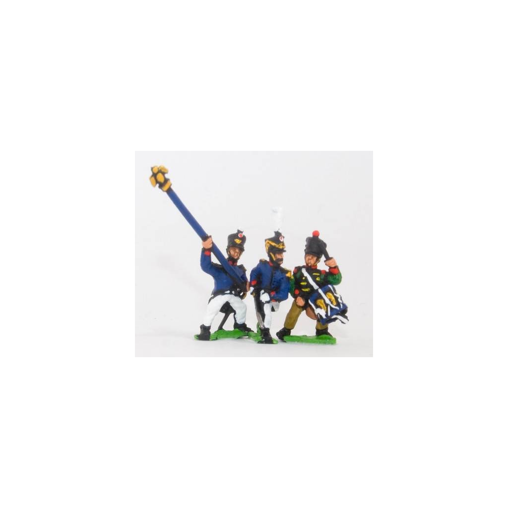 French: Command: Line Infantry Officer, Standard Bearer & Drummer in Campaign dress