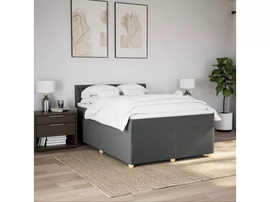 Sommier à lattes de lit avec matelas Gris foncé 140x190cm Tissu