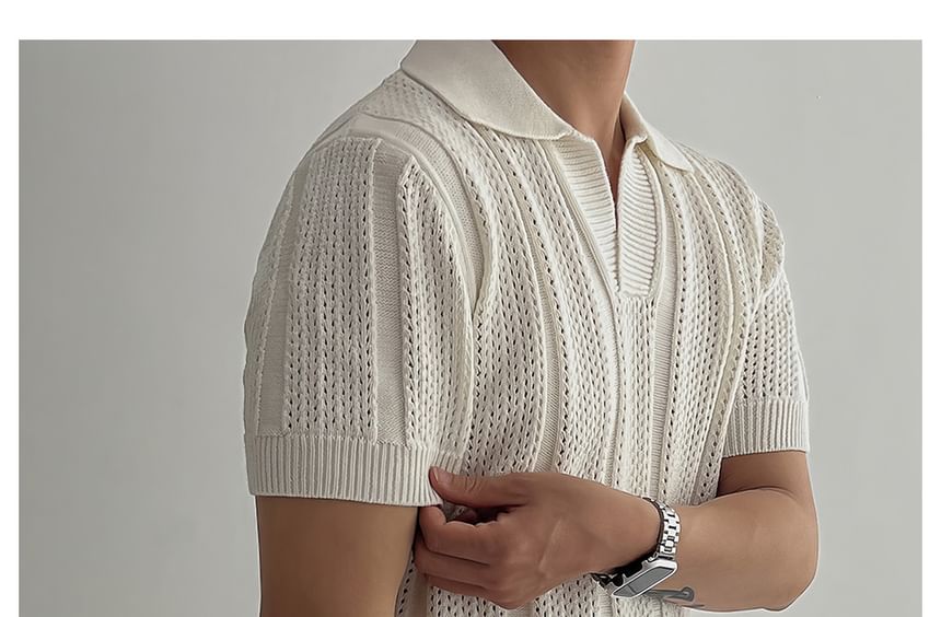 Capbrew - Poloshirt met korte mouwen en effen pointellebreisel