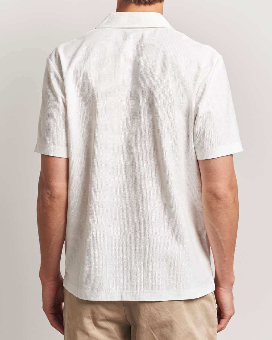 Sunspel Open Collar Mesh Shirt Ecru