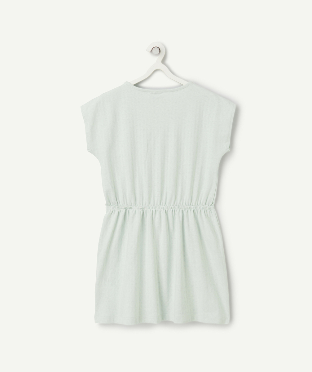 robe manches courtes fille en coton bio vert pâle
