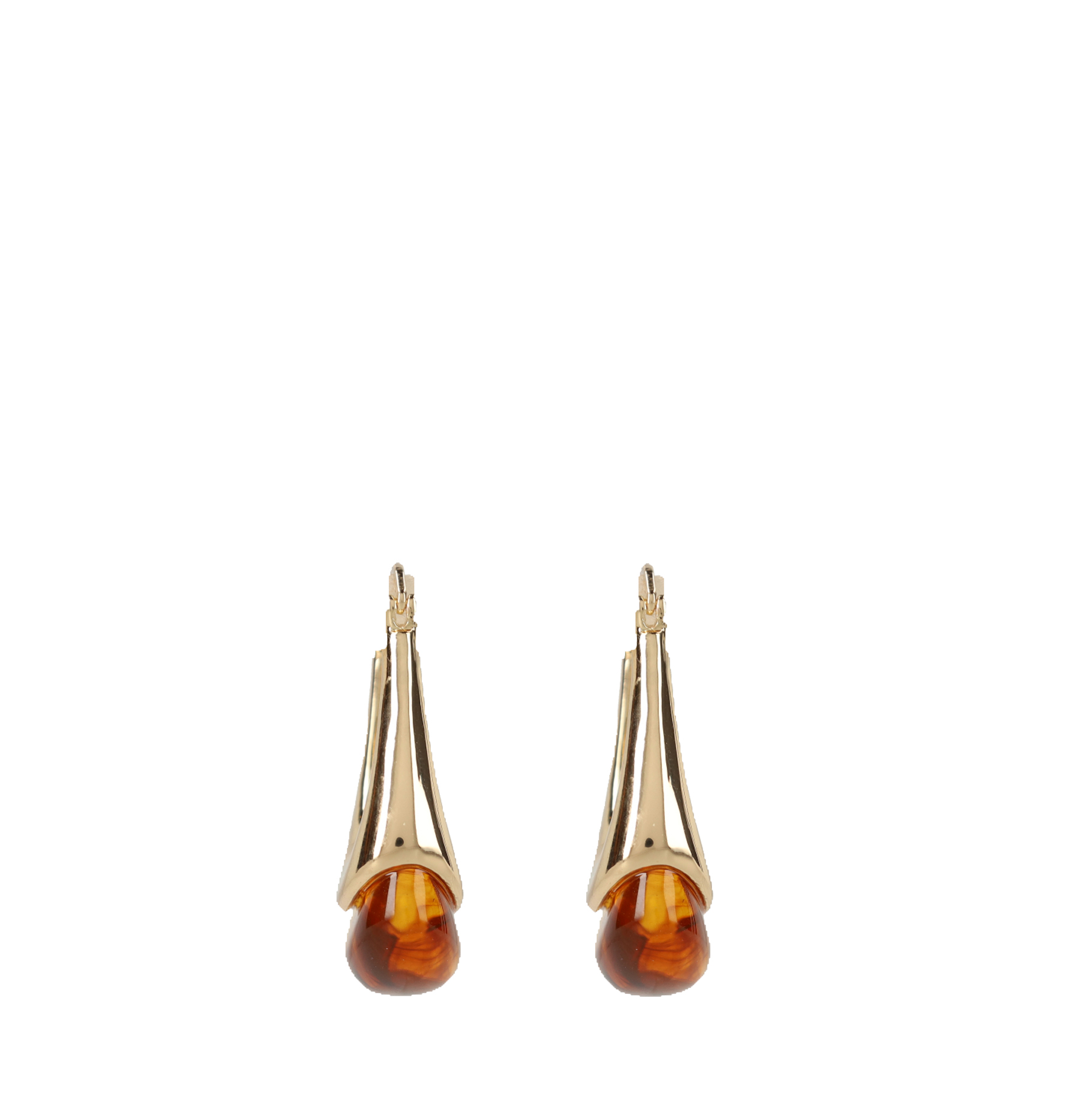 Goudkleurige oorbellen met bruine details