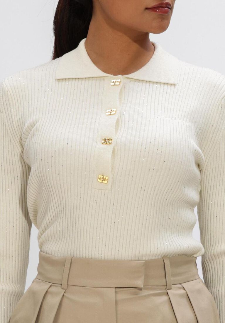 creme ganni polo fine sequin polo
