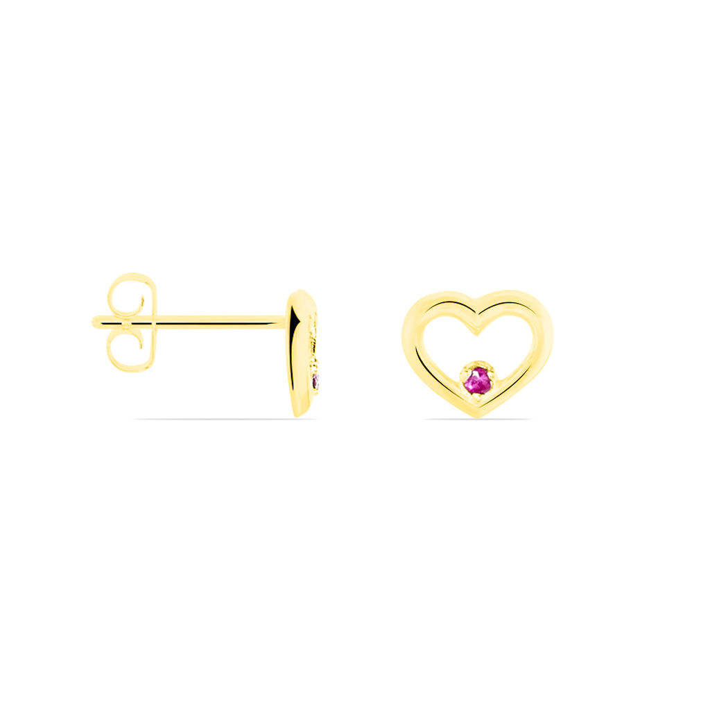 Boucles D'oreilles Puces Martella Or Jaune Rubis