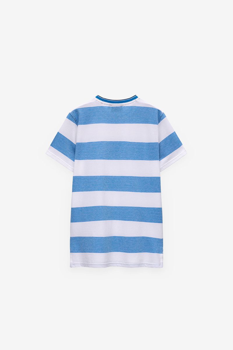 T-SHIRT EM PIQUET COM RISCAS LARGA