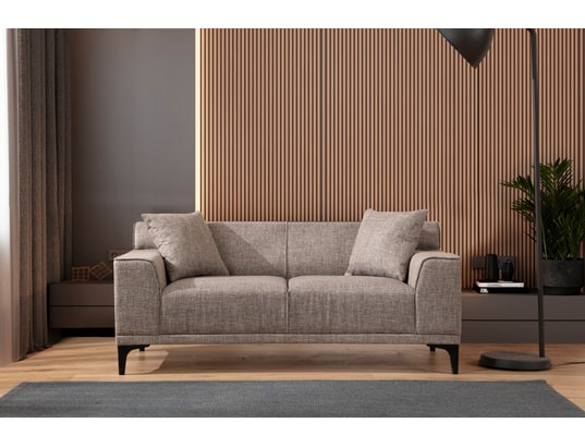 CONCEPT1 - Canapé tissu Petra 2 places fauve 165 x 86 x h87