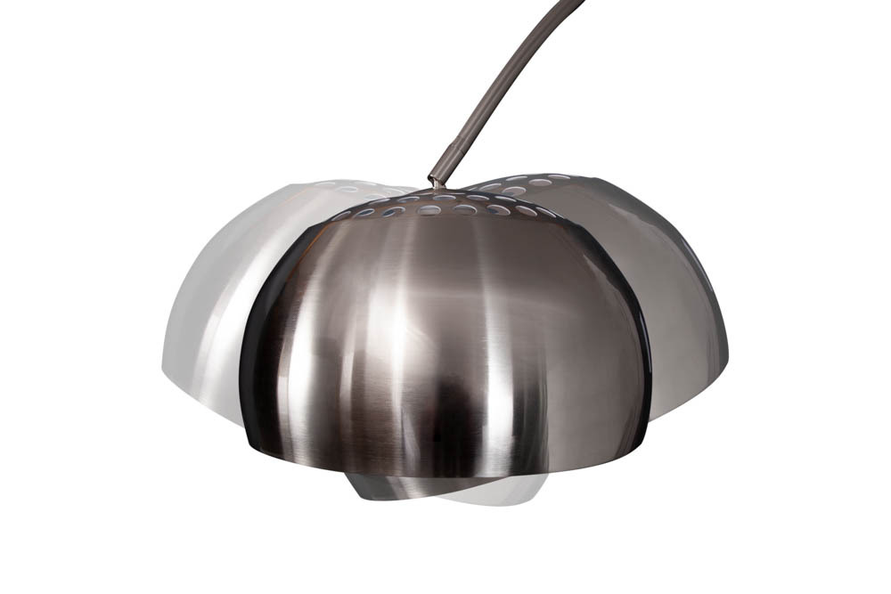 Ausziehbare Bogenlampe LOUNGE DEAL 170-210cm chrom gebürstet Marmorfuß Stehlampe
