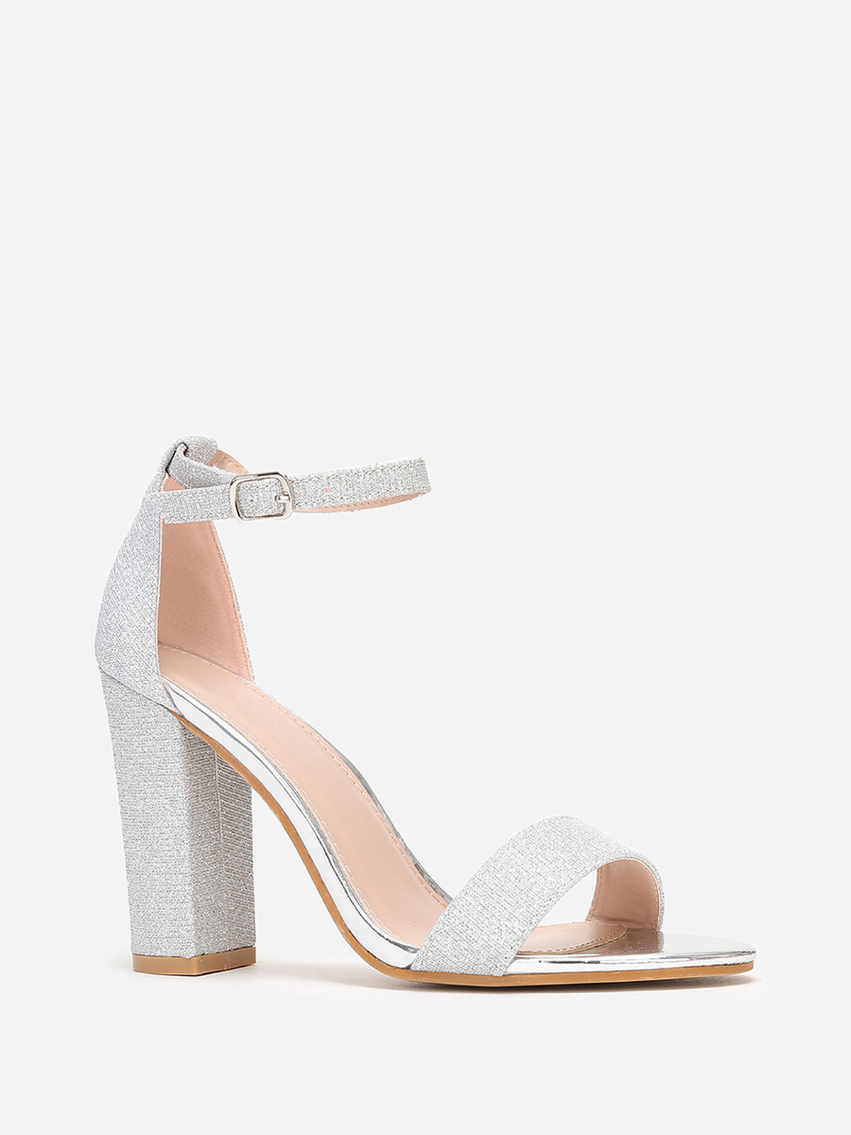 Sandales vernies en tissu pailleté- Argenté