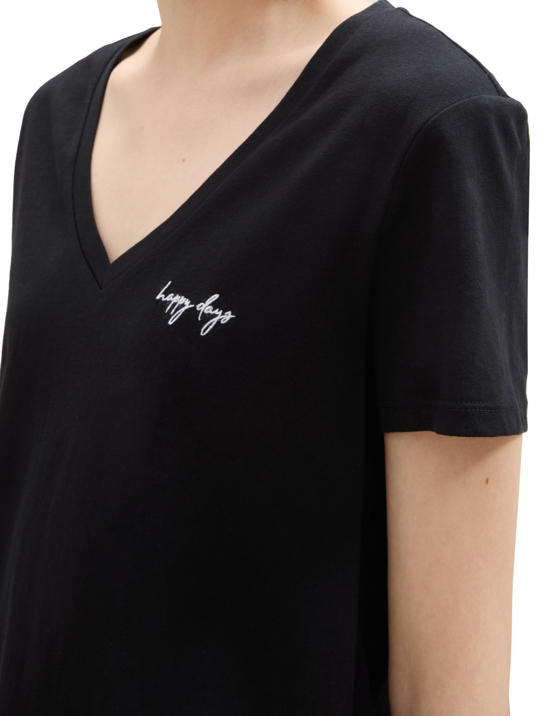 TOM TAILOR Denim V-Shirt, 2 Stk. mit Statement-Prints