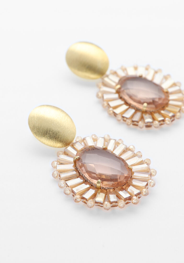 roze lott. gioielli sieraad oval flat beads with stone s