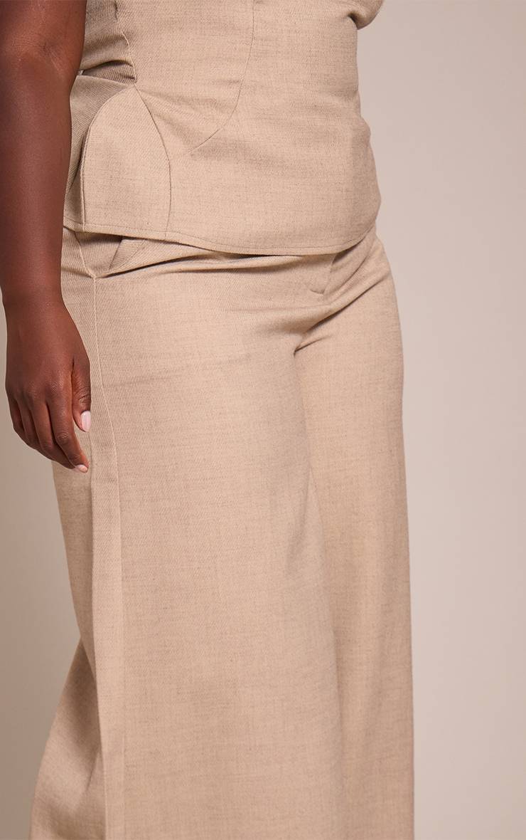 Gris Pierre Pantalon Grande Taille En Tissu Tissé Coupe Tailleur Jambe Ultra Large
