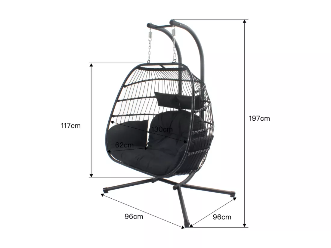 Fauteuil suspendu 2 places noir FARO