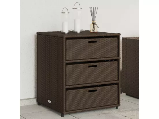 Armoire de rangement de jardin marron 55x59x69cm résine tressée
