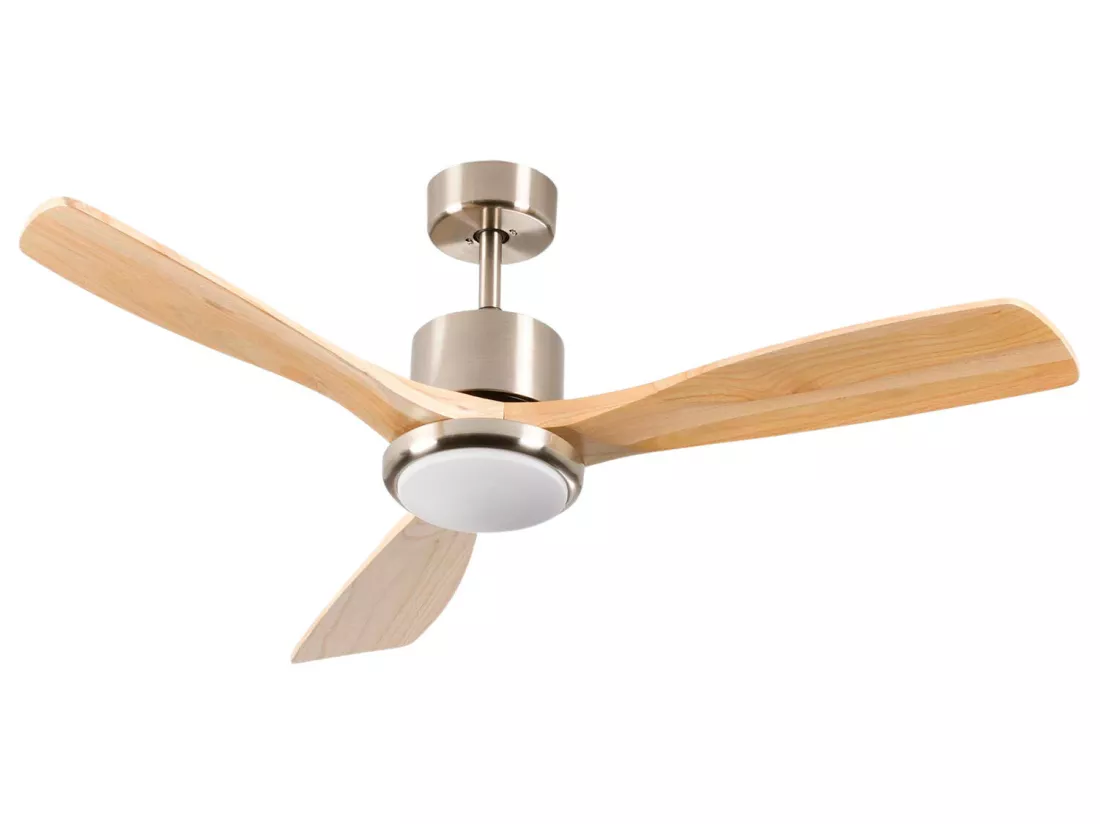 Ventilateur de plafond avec lumière 3 pales 56W 6 vitesses Alaska Wood Natural Dayron